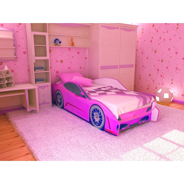 Кровать машина Феррари эконом розовый